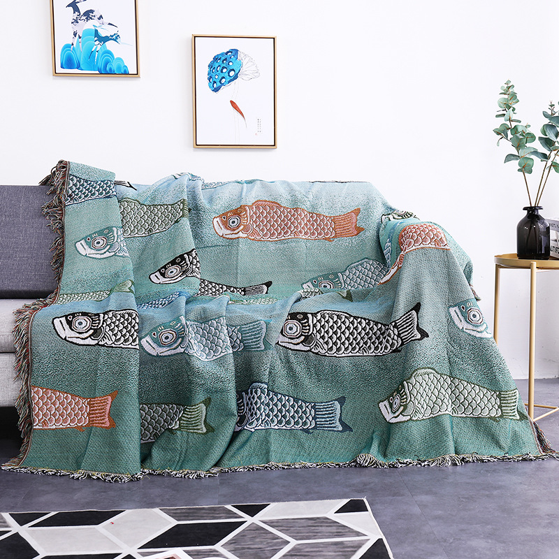 Boho Throw Blanket Fringe - Città tessile Ins moderno semplice Koi
