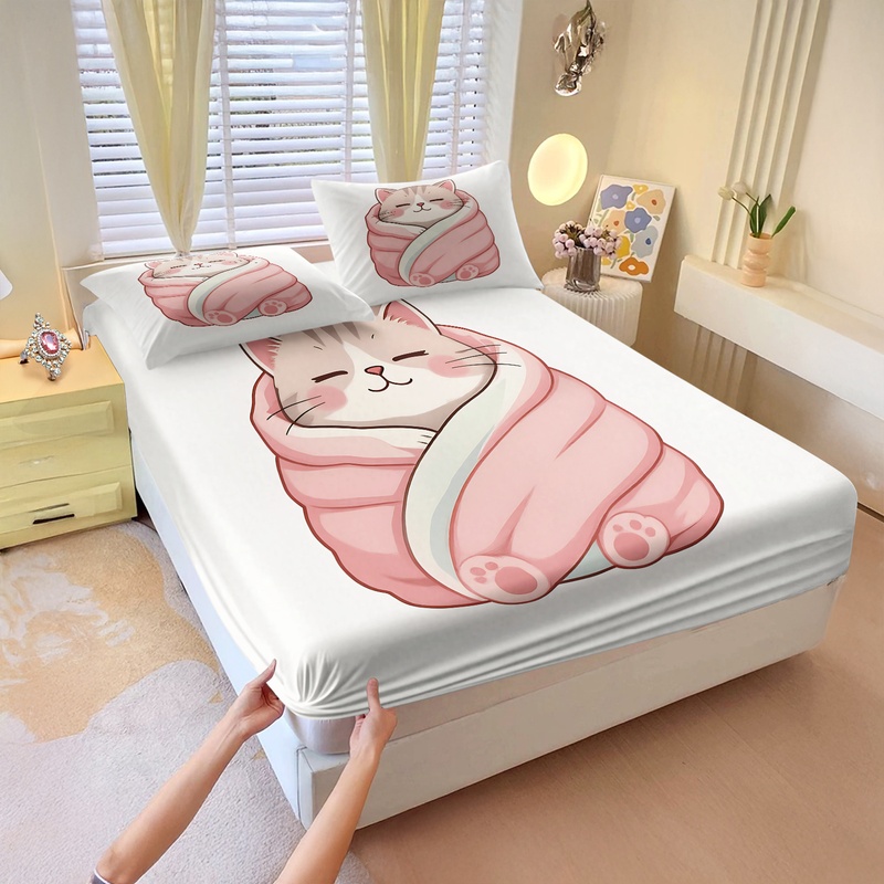 Fitted Bed Sheets Deep Pocket - Set di Lenzuola con Stampa di