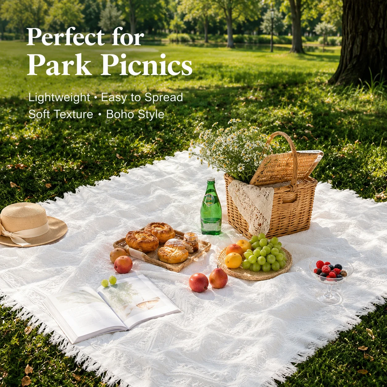 Boho Throw Blanket Fringe - Coperta da picnic boho, tappetino da
