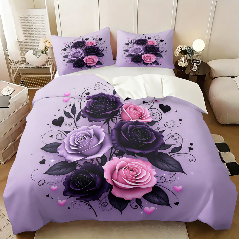 Aesthetic Floral Duvet Cover - Set Copripiumino con Stampa Floreale Gotica,