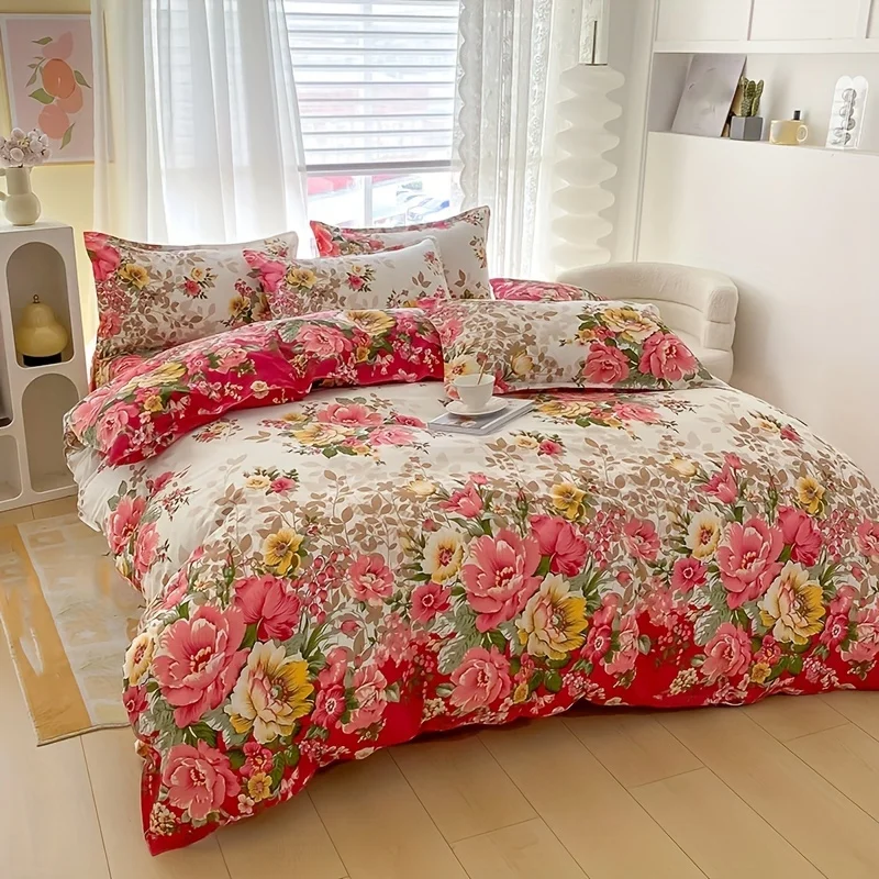Duvet Cover Sets With Zipper - Set copripiumino floreale con chiusura a