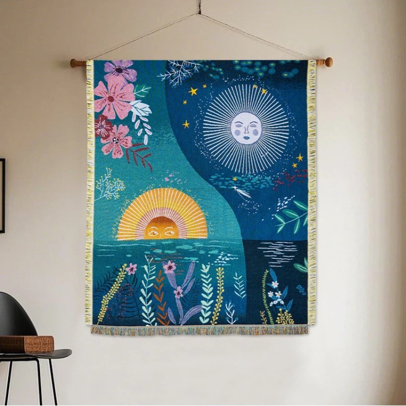 Arazzo Intrecciato Celeste Sol - Boho Throw Blanket Fringe recensione e prezzo