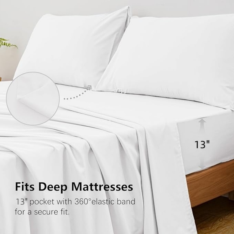 Set di 4 Lenzuola per Letto Ki - Fitted Bed Sheets Deep Pocket recensione e prezzo